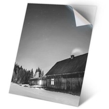 1 x Vinyl Sticker A2 - BW - Woodland Log Cabin Ski Snow #35573
