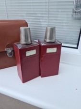 Vintage Sheldon Travel Leather Case Mini Bar with Bottles & Shot Glasses