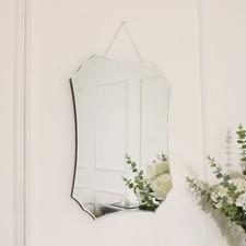 Deco Frameless Bevelled Wall Mirror vintage ornate curved decorative shabby chic