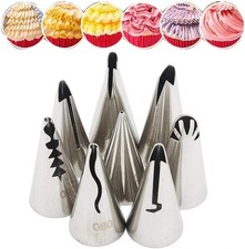 Ruffle Piping Tips Set 7 Pcs Stainless Steel Icing Nozzles for Cupcakes Cookies