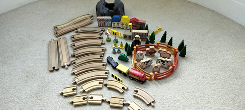 Wooden train track - train,