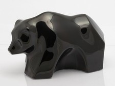 Baccarat French Moulded Crystal Art Glass Black Bear Sculpture