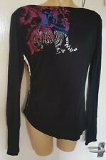 Stylish Triple five soul 555 black tiger print open back chain top size L Y2K