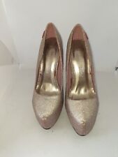 Koi Couture Pink Glitter 6" Stiletto Shoes Heart & Heels Red Rhinestones UK 4VG