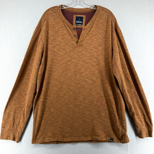 prAna Ronnie Henley Shirt Men’s XL Walnut Brown Long Sleeve Organic Cotton
