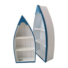 Pair of boat shelves Size: 33x16cm & 40.5x19cm Wood, Painted white and Blue, per