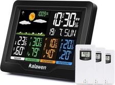 Kalawen Weather Station with 3 Outdoor Sensors, MSF Wireless Digital Alarm Cloc
