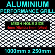 1 x Black Aluminium Racing Grille Net Vent Race Car Tuning 25x100cm Mesh 4x6mm