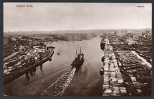 Postcard Salford Dock Manchester Lancashire timber merchants early shipping RP