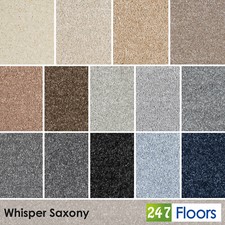 Whisper Saxony Carpet 22mm Thick Luxuriously Soft Polyester Lounge Bedroom 5m