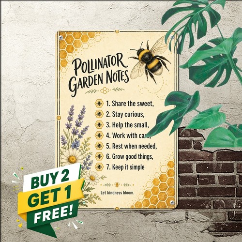 Bee hive garden rules plaque - garden,