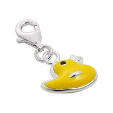 Sterling Silver & Yellow Enamel Duck Clip on Charm Ducks Animal Charms