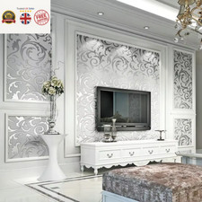 3D Grey Victorian Damask
