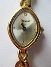 Accurist Ladies Watch. Gold Tone. Leaf Design Gold Tone Strap.