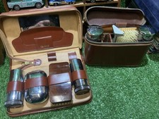 Vintage Male Grooming Kits X2 Cowhide Incomplete For Spares Hairdressing Mancave