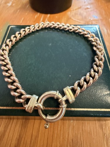 9ct rose gold curb bracelet - gold,