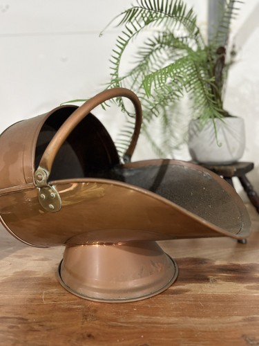 Antique copper coal scuttle - coal,