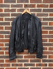 All Saints Mens Collide Leather Biker Bomber Jacket Large 3 A435