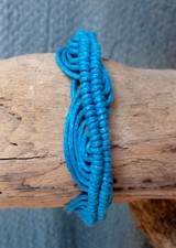 Classic Blue Waxed Cotton Cord Thai Buddhist Wristband Wristwear Handmade