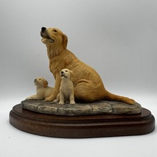 Vintage Border Fine Arts 1988 Golden Retriever Labrador and Puppies & Base