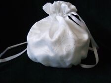 Dolly Pouch Bag, White Satin & Organza with silver sprays new