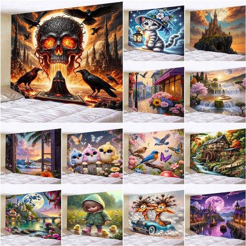 Landscape skull witch birds - landscape,