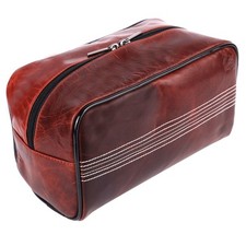CRICKET-GIFTS Buffalo Leather Cricket Wash Bag Durable Toiletry Bag for Cricket 