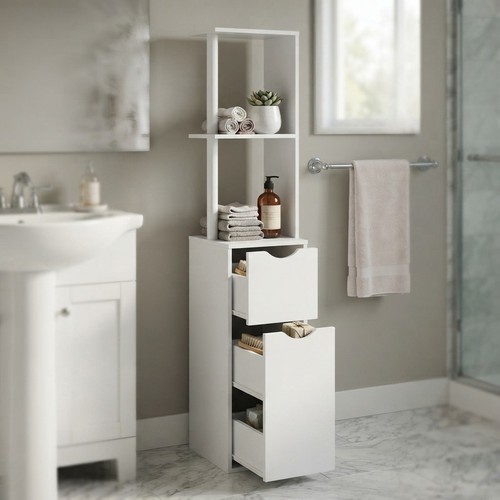 Sturdy white tallboy bathroom - sturdy,