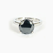 Simplistic Design 3.50 Ct Black Diamond Ring, 925 Sterling Silver AAA Certified