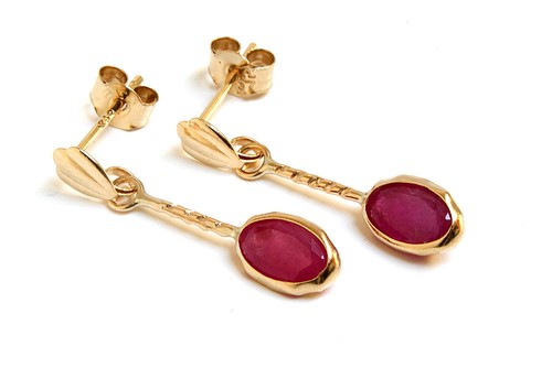 9ct gold ruby oval - gold, drop