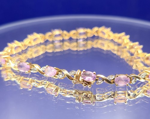 9ct gold amethyst diamond - 9ct, &