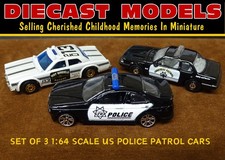 SET OF 3 AMERICAN POLICE VEHICLES 999/911 DIECAST SCALE MODEL HIGHWAY COP CARS