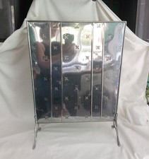 Vintage retro chrome plated firescreen fire screen either star pattern art deco