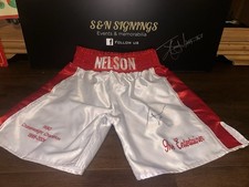 Johnny Nelson signed custom boxing shorts *private signing* COA