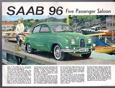 Saab 96 2-Stroke Saloon 1962-1963 UK Market Single Sheet Sales Brochure