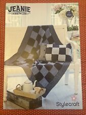 CHUNKY ARAN KNIT DENIM BLANKET THROW & CUSHION COVER VTG KNITTING PATTERN SC9401