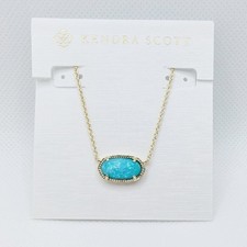 Kendra Scott Elisa Gold Pendant Necklace in Blue Periwinkle Opal