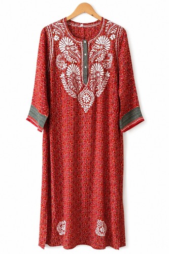 Red silk mix - , kaftan