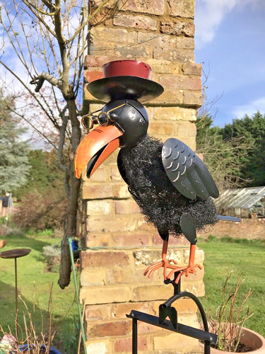Rocking crow bird garden stake - rocking,