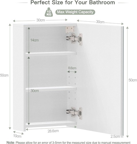 Single door bathroom mirror - door,