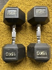 Pair 15kg hex dumbells - 15kg,