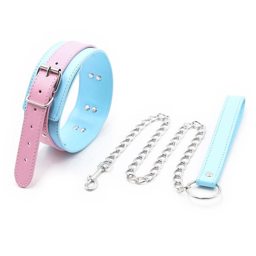 Collar leash pink and - leash, blue