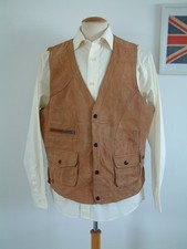 ORVIS LEATHER WAISTCOAT..LARGE..HUNTING..FISHING..OUTDOOR..BATTENKILL..PAYNE..