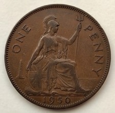 1950 ONE PENNY 1d KGVI COIN