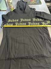 Judas Sinned Hoodie XL Black Gold Script Sweatshirt Pockets Goth Emo Siksilk