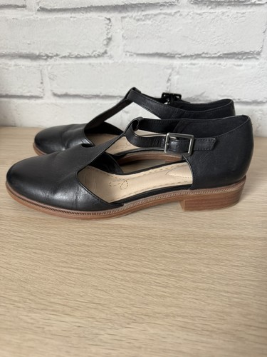 Clarks black leather bar - leather,