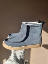 Clarks ankle boots Barleigh warm Suede Faux Fur Size 6 BLUE like wallaby shoes