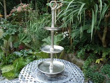 Large 3 Tier Cake Stand with Vintage Silver Finish - Tea Party / Wedding