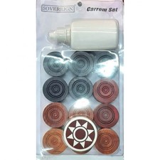 Wooden 24 Carrom Coins Carrom goti with 1 Striker and Powder Carrom Board Game