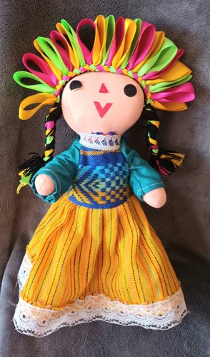 Vintage mexican rag doll 31cm - rag,